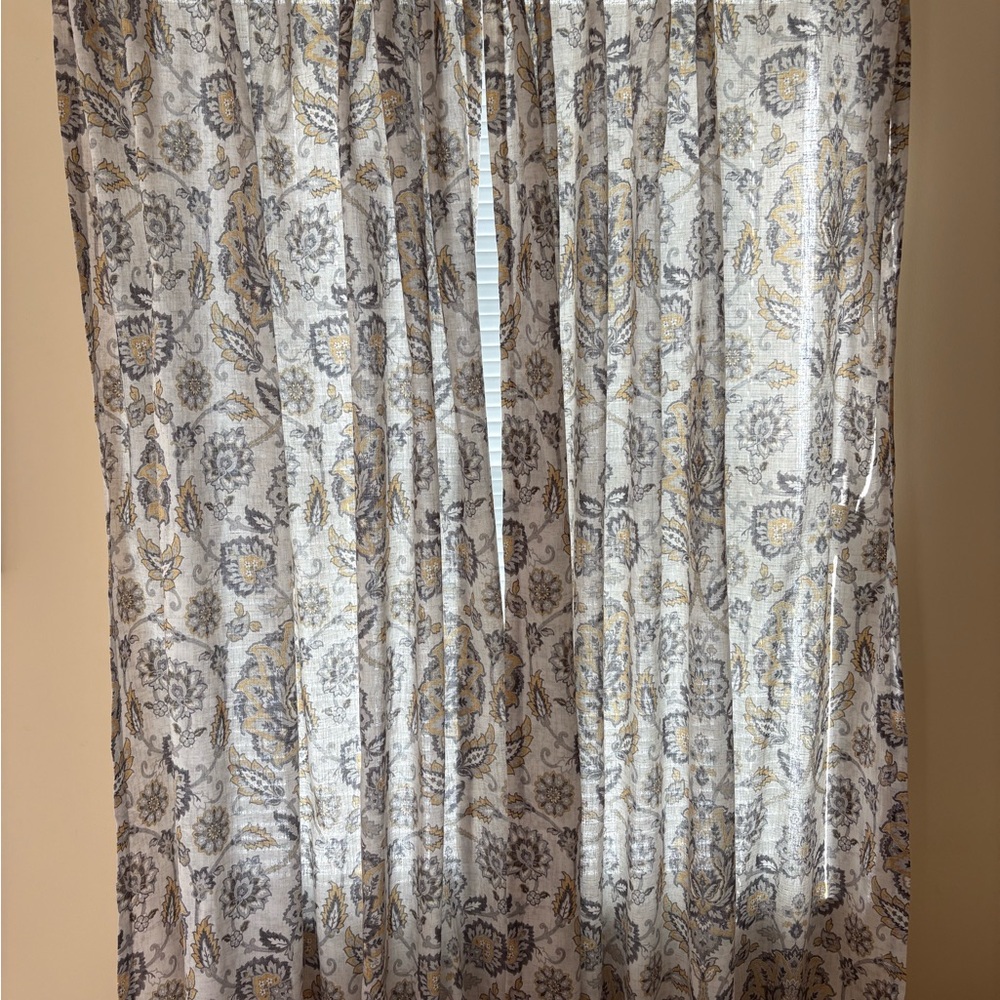 Cynthia Rowley Gray and Gold Floral Curtains
